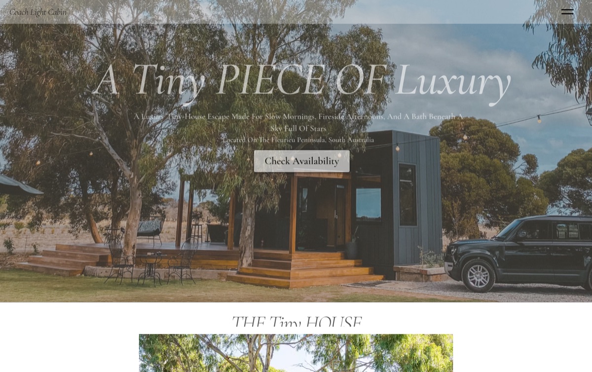 Coach Light Cabin website homepage
