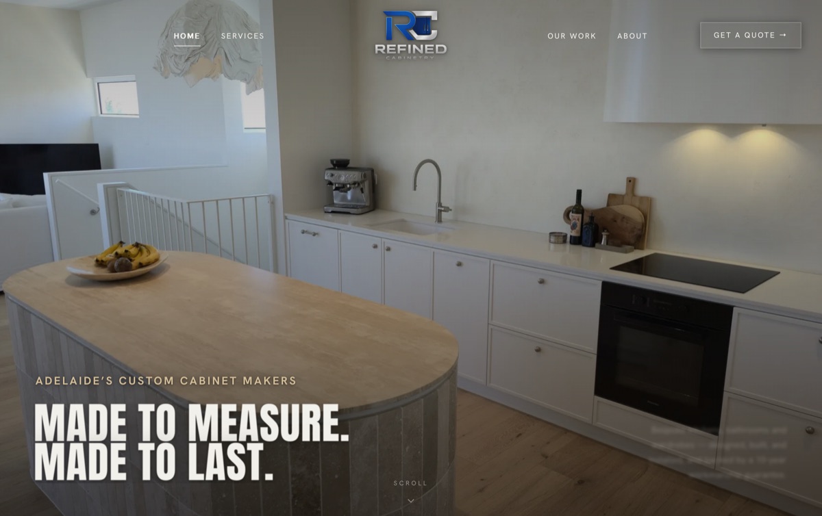 Refined Cabinetry website homepage